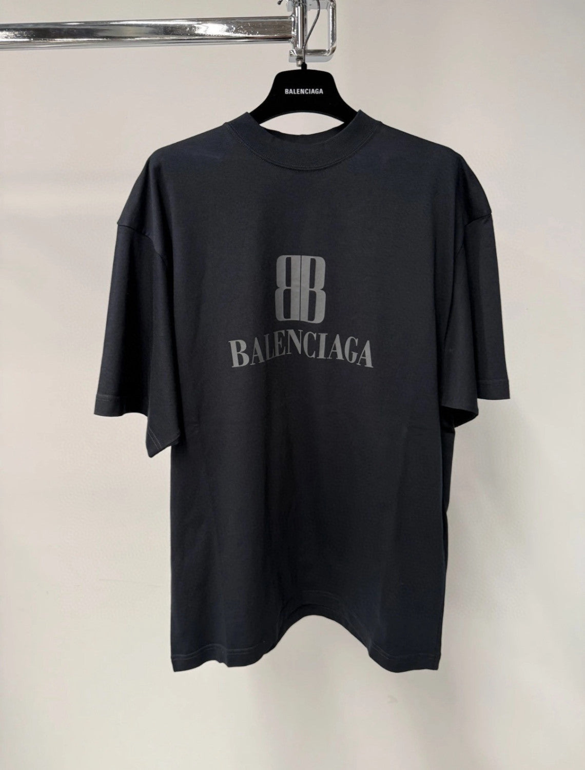 Balenciaga Men's Summer Solid Color Letter Print Round Neck Cotton Short Sleeve T-Shirt #77337