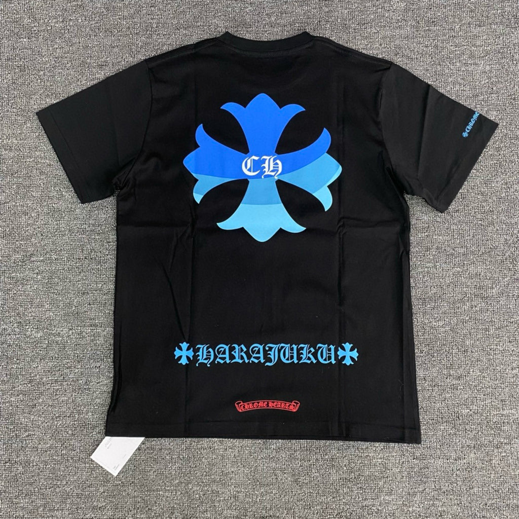 Chrome Hearts Men's Summer Gradient Cross Print Round Neck Cotton Short Sleeve T-Shirt #76814