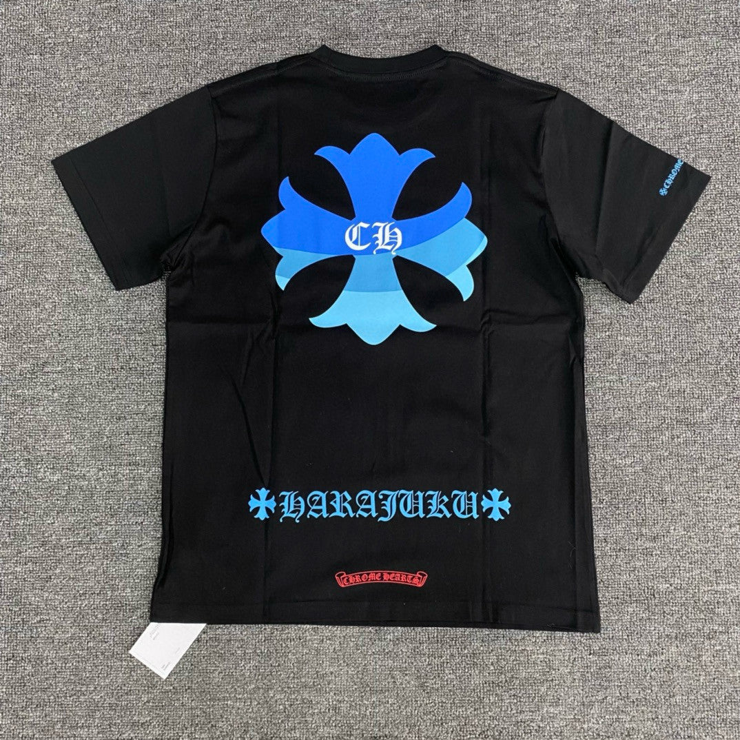 Chrome Hearts Men's Summer Gradient Cross Print Round Neck Cotton Short Sleeve T-Shirt #76814