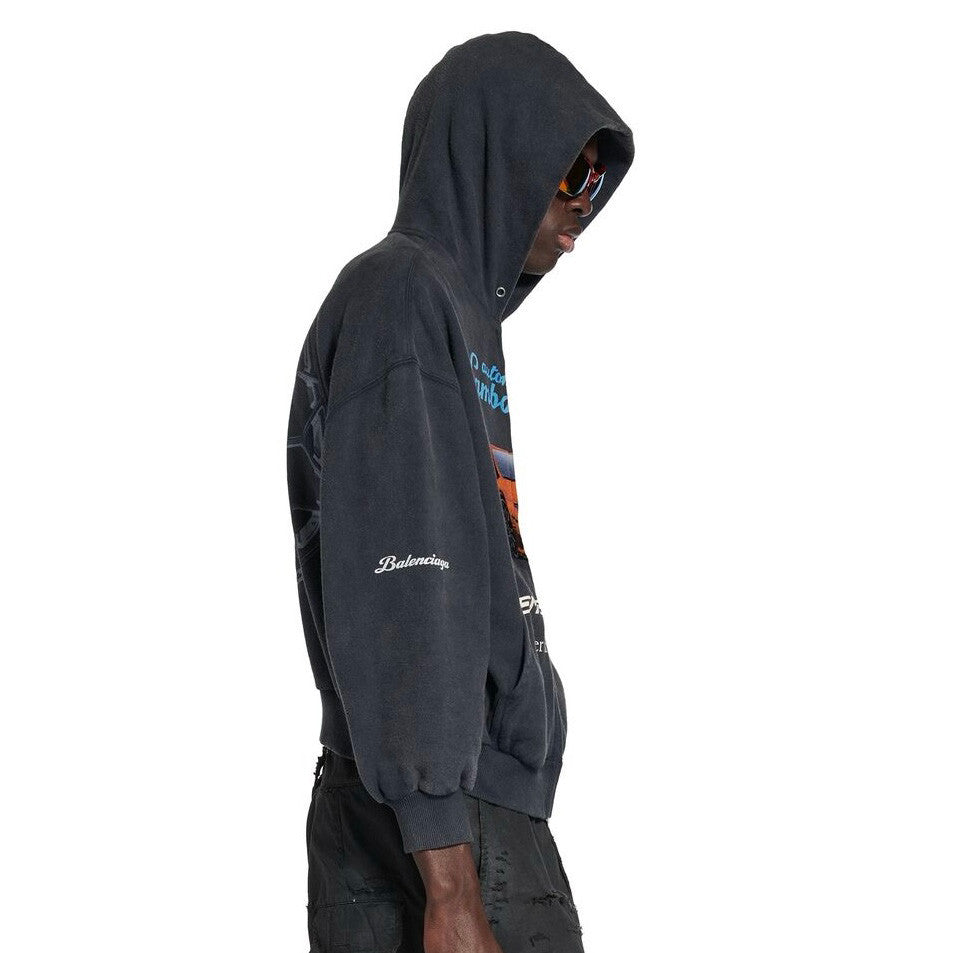 Balenciaga Automobili Lamborghini Hoodie Men's Spring/Autumn Solid Color Classic Printed Zipper Sweatshirt Pullover Hoodie#78122