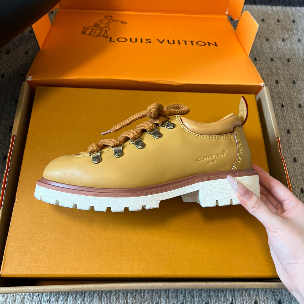 Louis Vuitton LV REMIX  Men's And Women's Spring/summer Fashion Casual Round Toe Lace Up Classic Printed Leather Casual Shoes Hiking Derby Shoes #78382