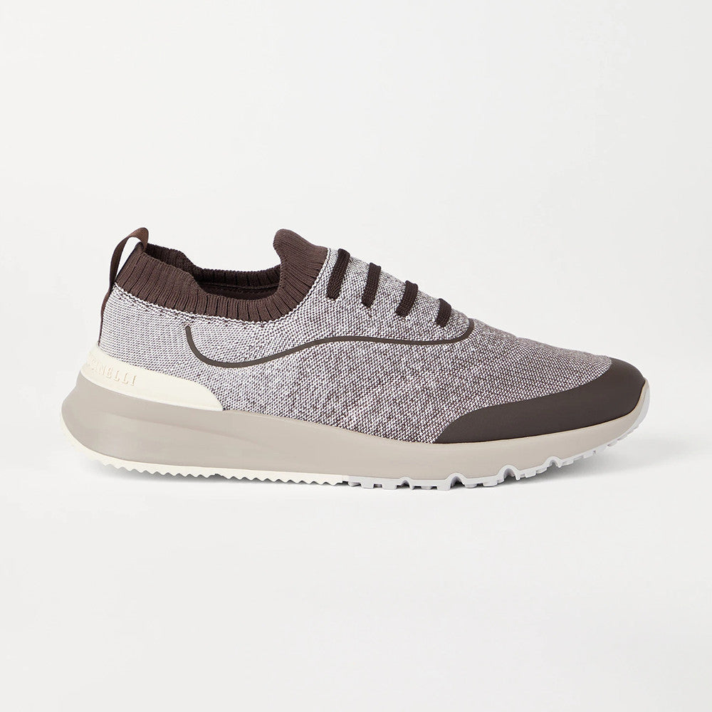 Brunello Cucinelli Men's Four-Season Techno Cotton Knit Runners With Heat-Bonded Details Solid-Color Low-Top Thick-Sole Sneakers Casual Shoes Ngvp #2712