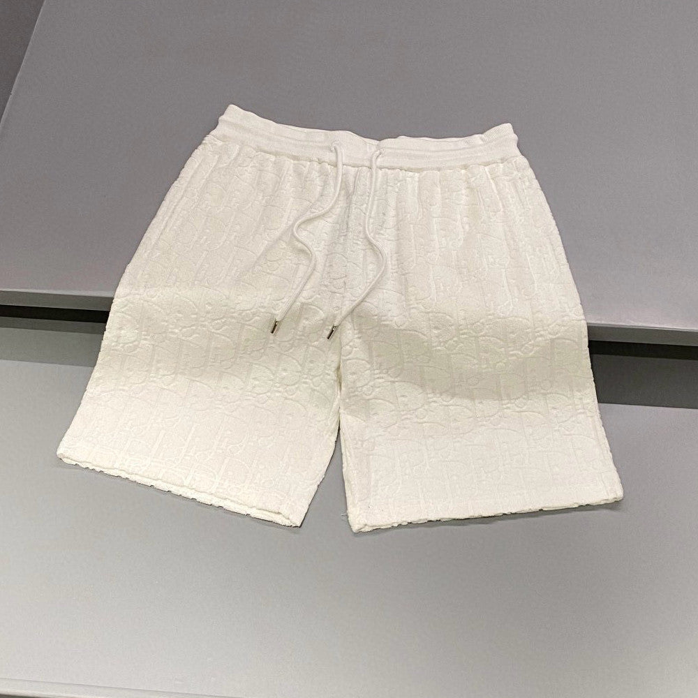 Dior Men's Summer Monogrammed Jacquard Solid Color Lace-Up Shorts Pants #98871