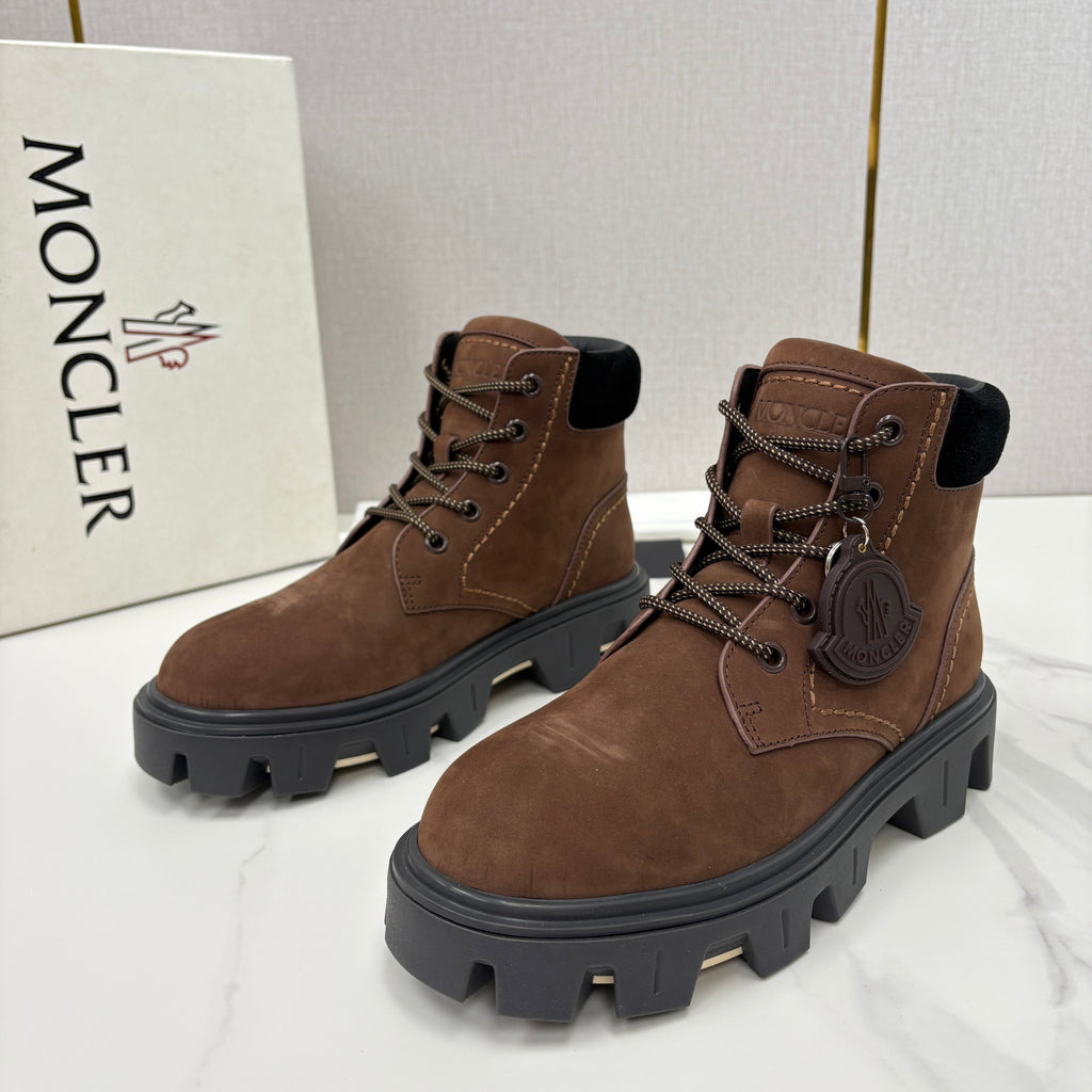 Moncler Black Peak City Nubuck Suede Lace-Up Boots #336113