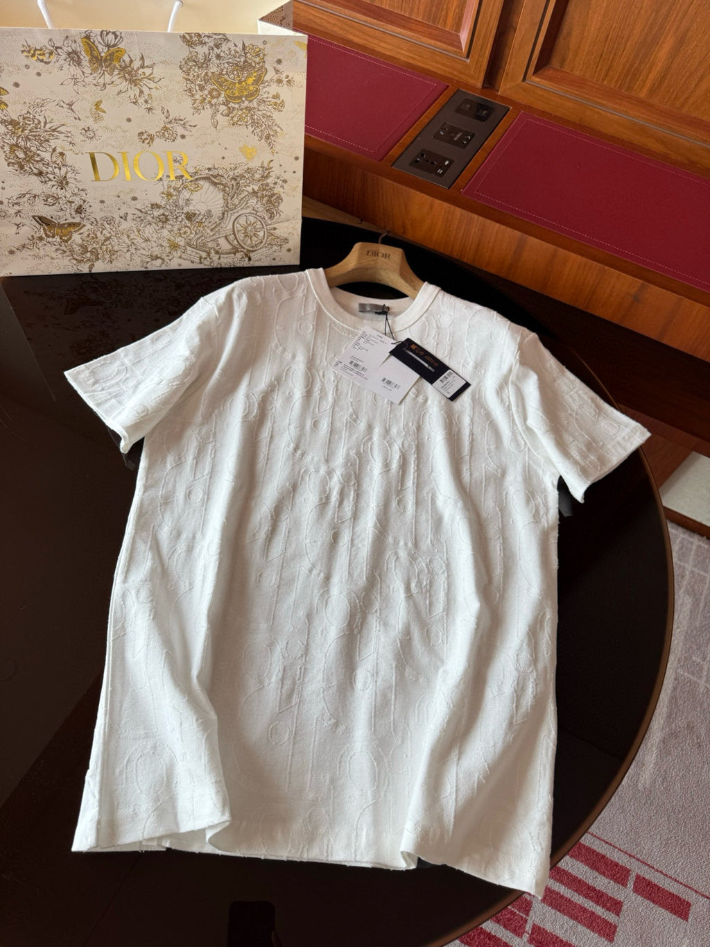 Dior Men's Summer Solid Colour Cotton Loose Plain Knit Printed Short Sleeve T-Shirt #76976