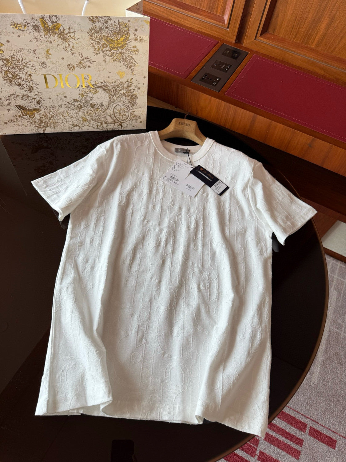 Dior Men's Summer Solid Colour Cotton Loose Plain Knit Printed Short Sleeve T-Shirt #76976