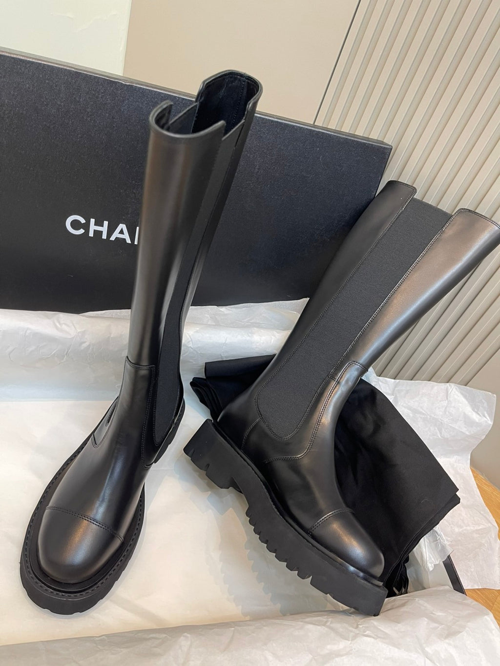 Chanel Women's Autumn/Winter Fashion Casual Round Toe Zipper Suede Sheepskin Calfskin High Top Boots  Shoes #78335
