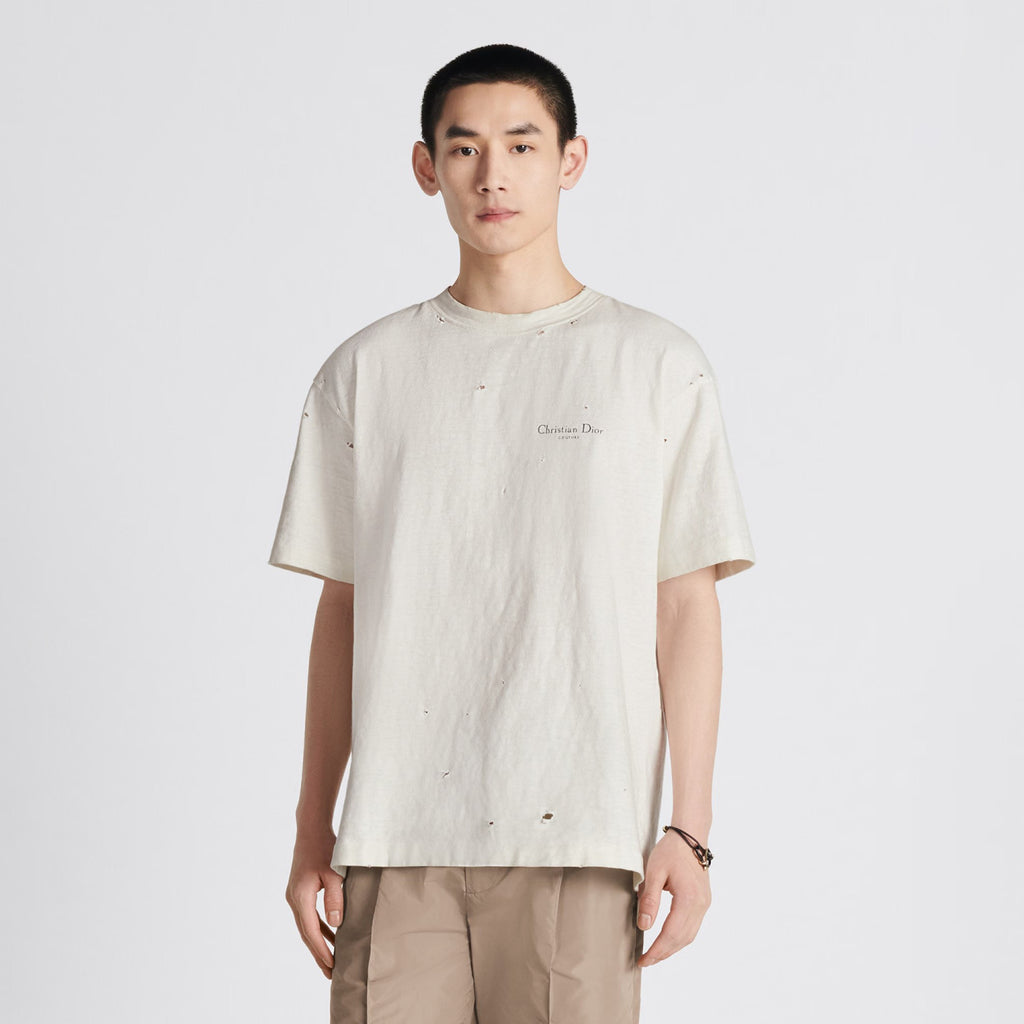 Dior Couture Relaxed-Fit T-Shirt Torn Short Sleeve Solid Colour #96329
