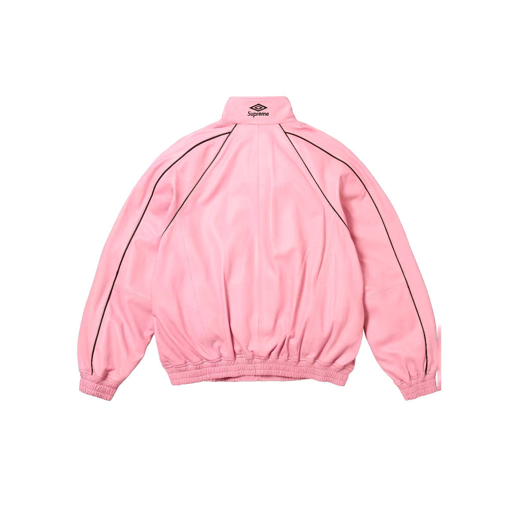 Supreme Men's And Women's  Spring/fall Fashion Casual Solid Color High Neck Zipper Front Embroidered Logo Leather Jacket #79518