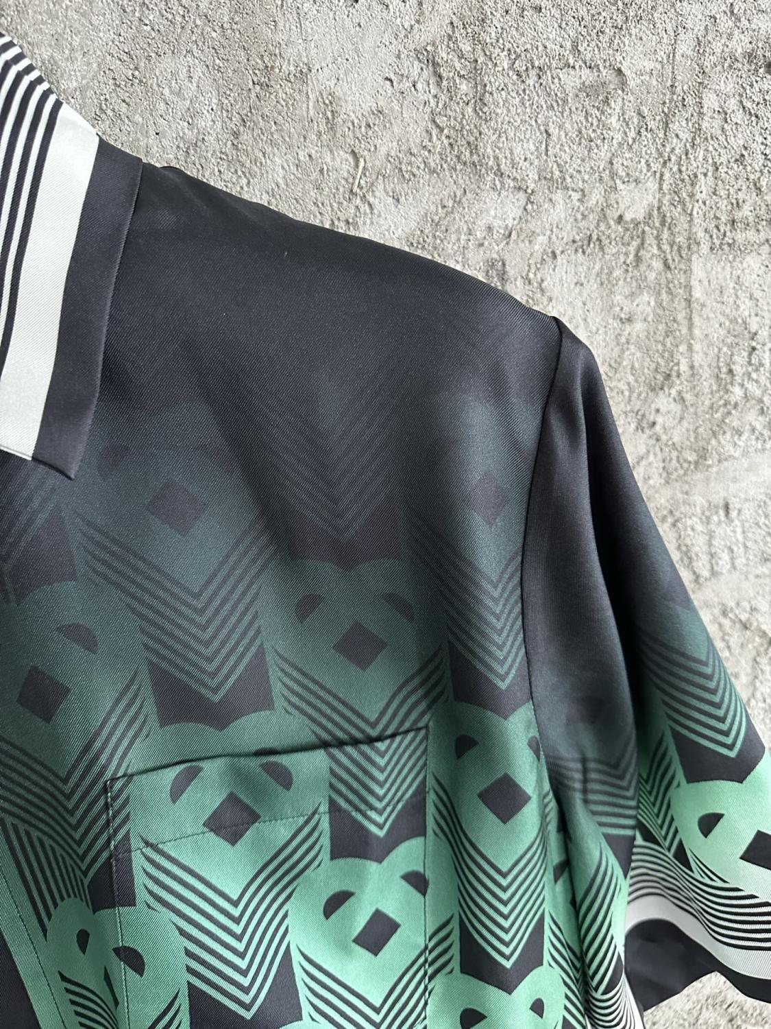 Casablanca Men's Summer Fashion Casual Heart Pattern Silk Button Down Short Sleeve Shirt with Elastic Drawstring Silk Shorts Suit Set #78592