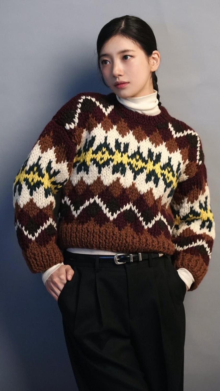 Celine TRIOMPHE Men's And Women's Autumn/winter Fashion Casual Crew Neck Pullover Fair Isle Jacquard Wool Sweater #336598