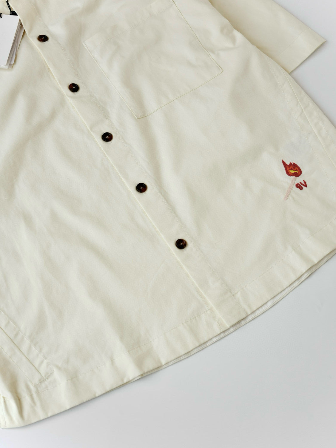 Bottega Veneta Men's Summer Solid Color Embroidered Matchstick Print Single Button Short Sleeve Shirt #77111