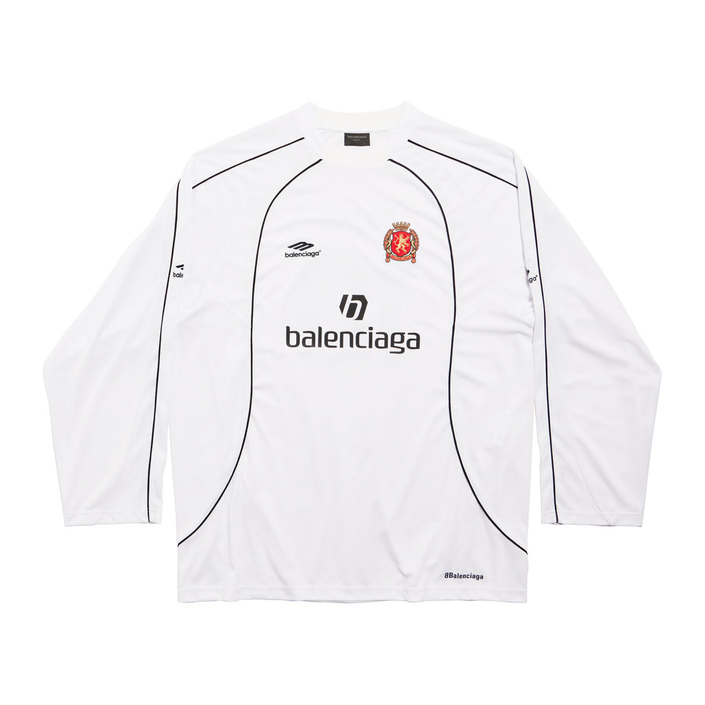 Balenciaga Men's Women's Summer Solid Color Round Neck Casual SHANGHAI SOCCER Loose Long Sleeved Cotton T-Shirt #99189