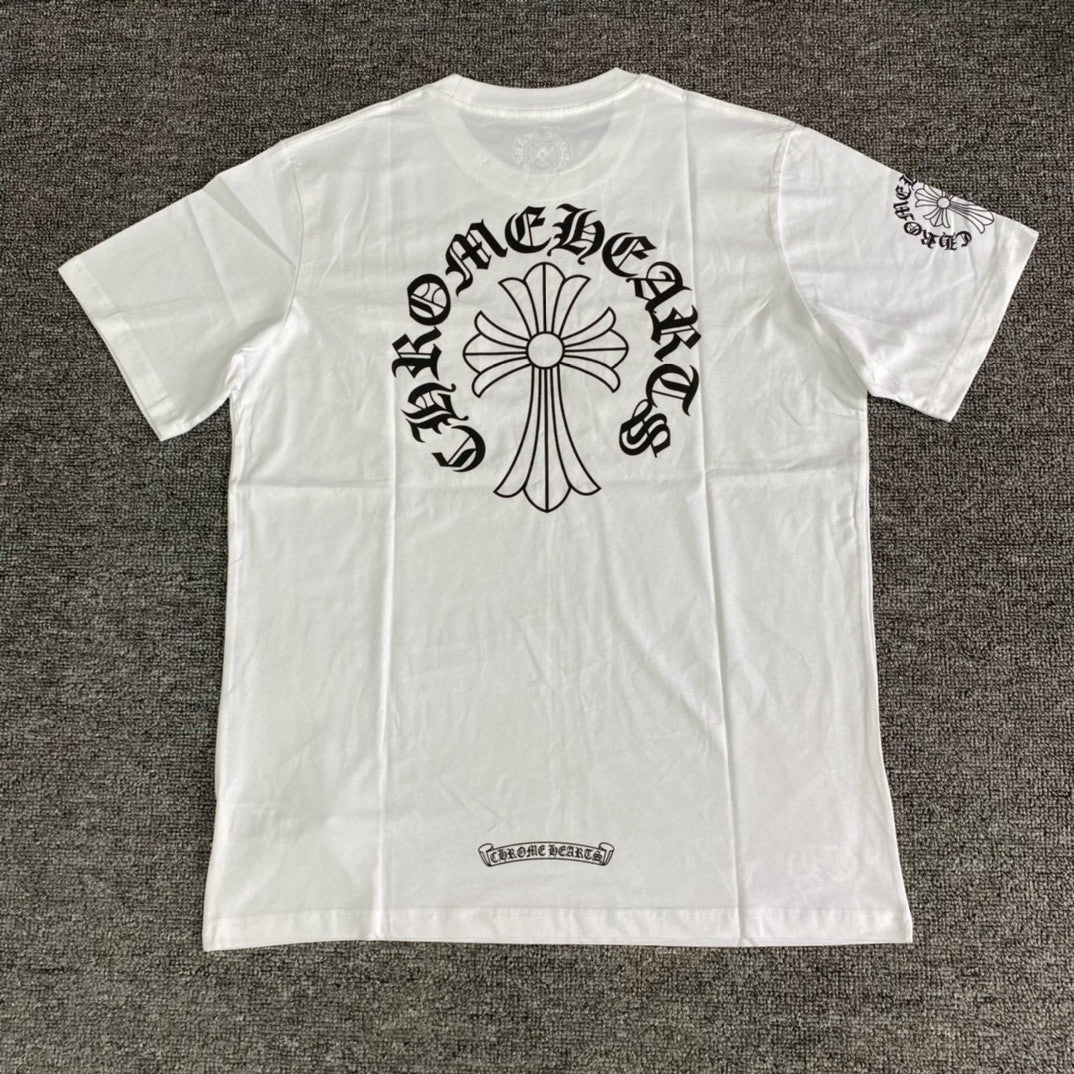 Chrome Hearts Men's Summer Solid Color Cross Print Round Neck Cotton Short Sleeve T-Shirt #77173
