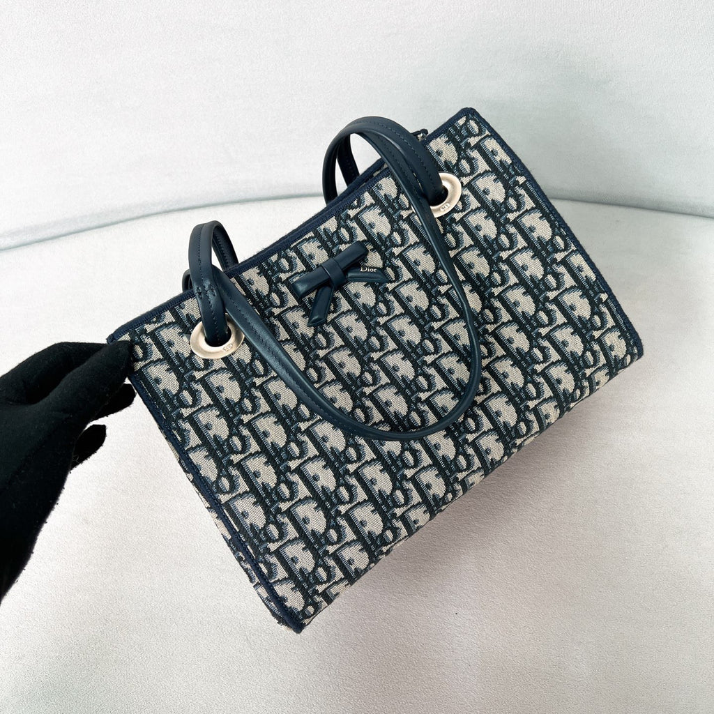 DIOR Small Dior Promenade Shopping Bag Blue Dior Oblique Jacquard #376636