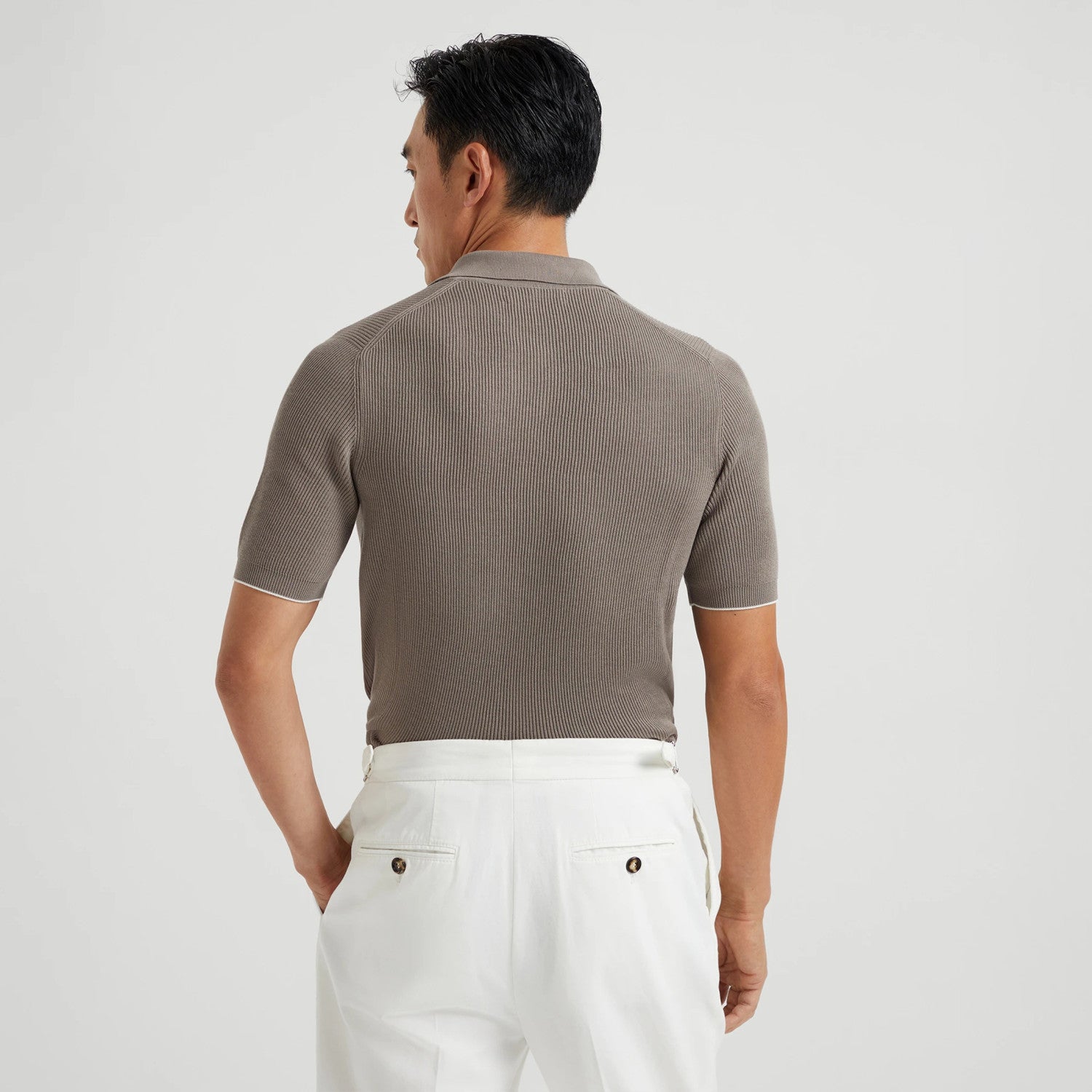 Brunello Cucinelli Men's Business Casual Spring Summer Cotton British Ribbed Knit Polo Shirt Fashion Trend Casual Comfort Lapel T-Shirt Ngvp #1347