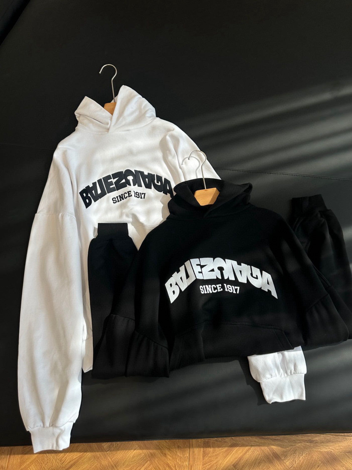 Balenciaga Men's Autumn and Winter Textured Letter Cotton Loose Fit Hooded Sweatshirt Pullover #97358