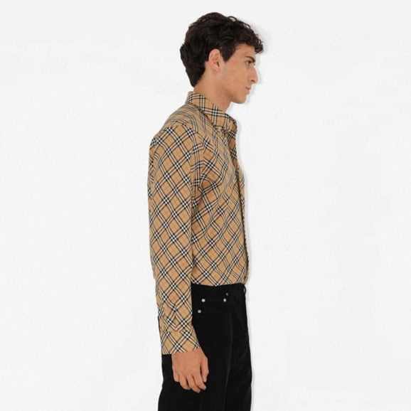 Burberry Men's Spring/Autumn Fashion Casual Loose Checkered Pattern Single Breasted Button Down Collar Long Sleeved Shirt #78318