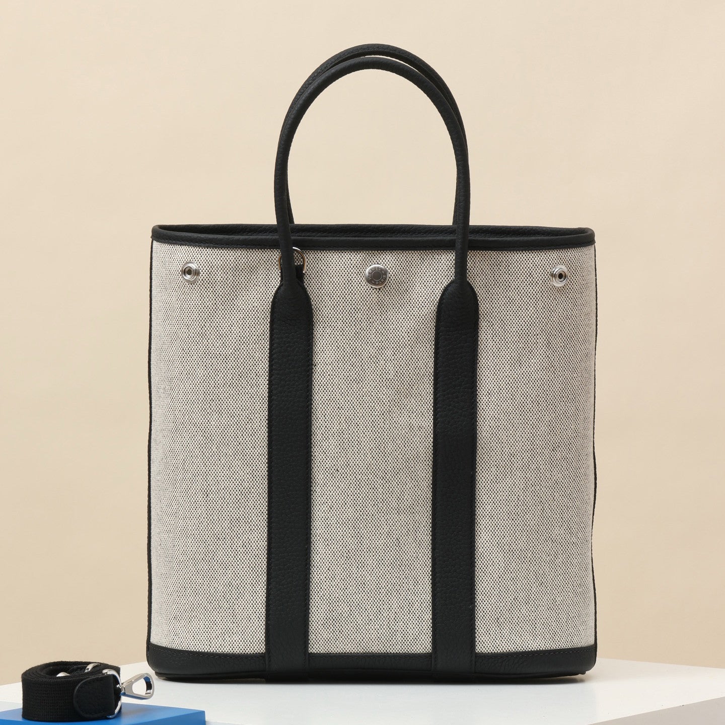 Hermes Men's And Women's Fashion Classic Color Blocked Silver Buckle Canvas Tote Bag Shoulder Bag Crossbody Bags H080141CKAA #78948