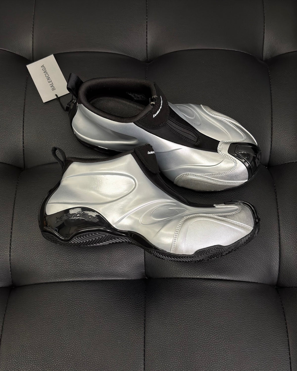 Balenciaga Basketball White Distressed Round Toe Zipper Basketball Shoes #332802