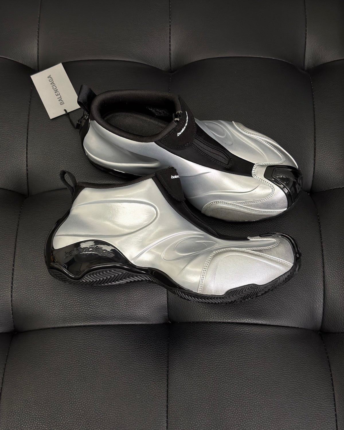 Balenciaga Basketball White Distressed Round Toe Zipper Basketball Shoes #332802