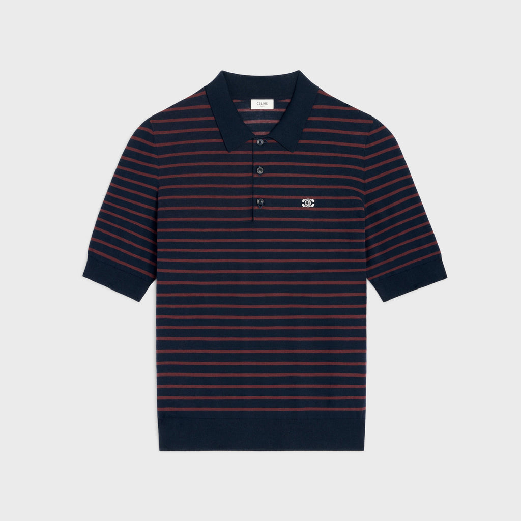 Celine Men's Summer Striped Color-block Short-sleeve Polo Shirt Knitted Fashion Casual T-shirt #78114