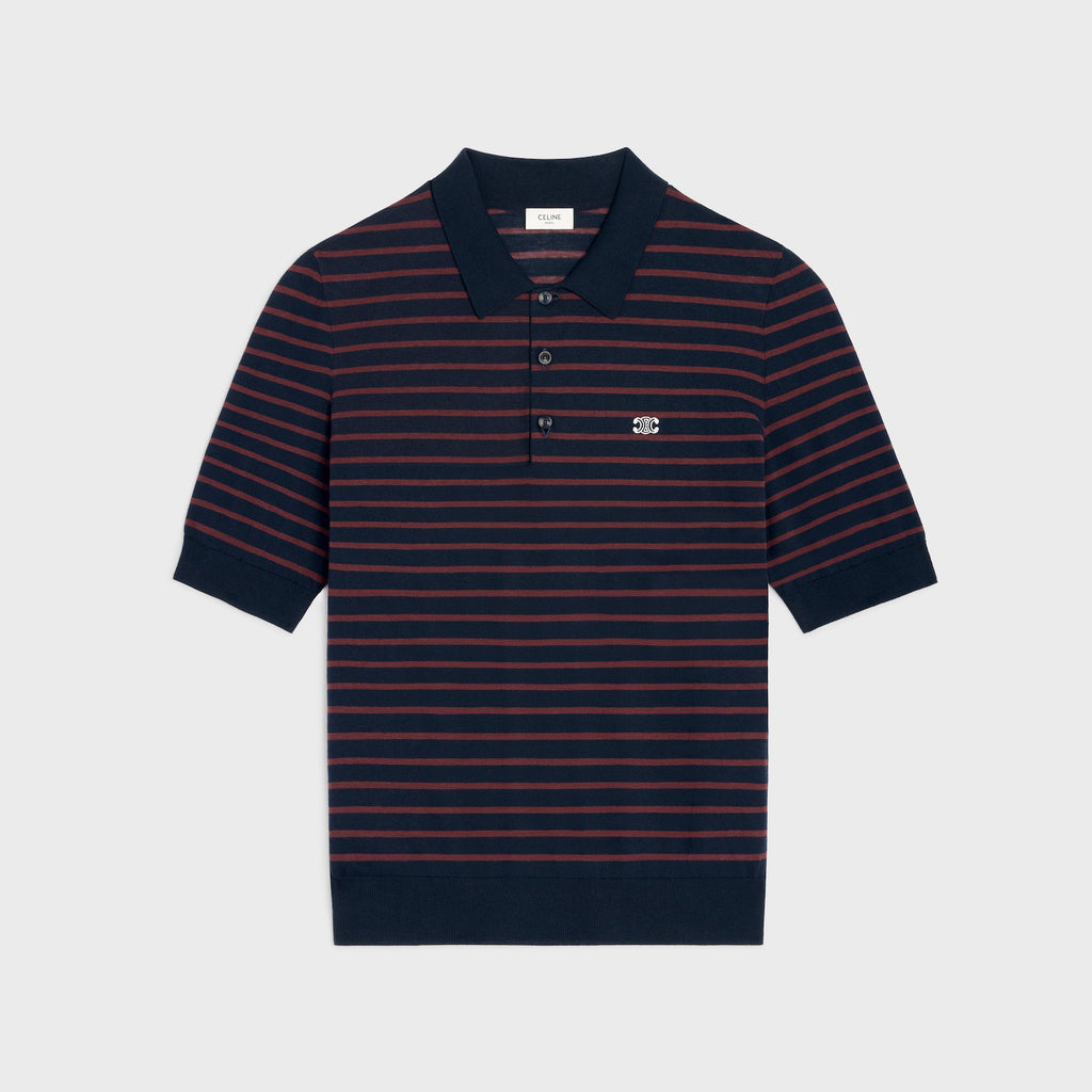 Celine Men's Summer Striped Color-block Short-sleeve Polo Shirt Knitted Fashion Casual T-shirt #78114