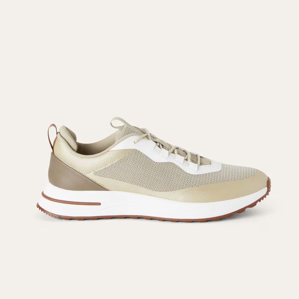Loro Piana Week End Walk Men's Spring Summer Colour Block Mesh Patchwork Cowhide Low Top Lace Up Casual Shoes #76892