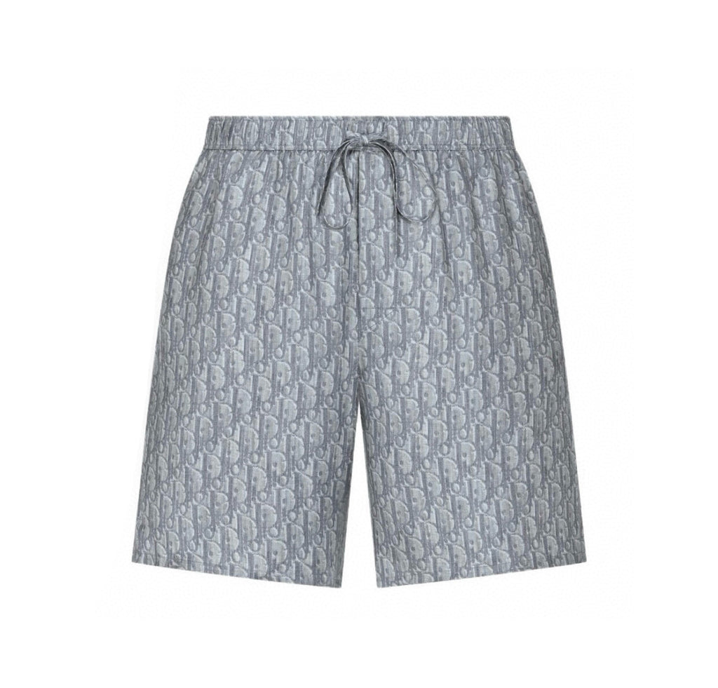 Dior Men's Spring And Summer Full Dblique Printing Logo Shirt Straight Shorts Casual Suit Set #77619