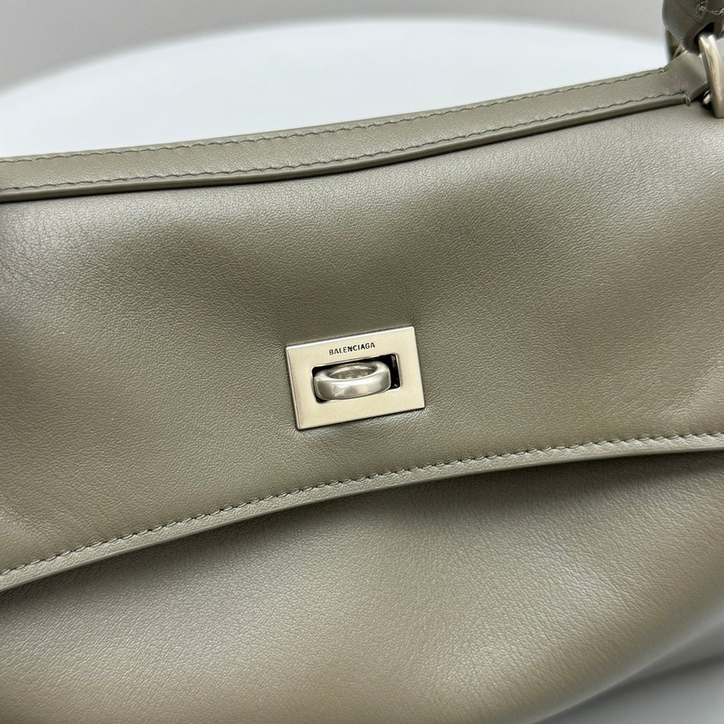 Balenciaga Women's Solid Color Large Capacity Rodeo Small Tote Casual Leather Silver Button Casual Shoulder Crossbody Bags Ngvp #9917