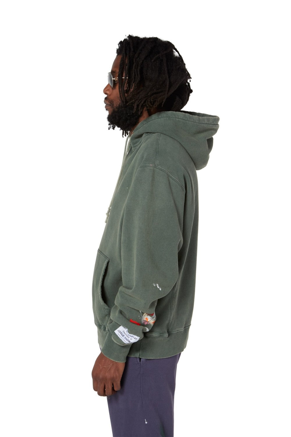 Gallery Dept. Men's Spring And Autumn Graffiti Letters Printing Solid Color Do Old Hooded Sweatshirt Casual Ink Splash Elastic Waist Drawstring Pants Ngvp #9291