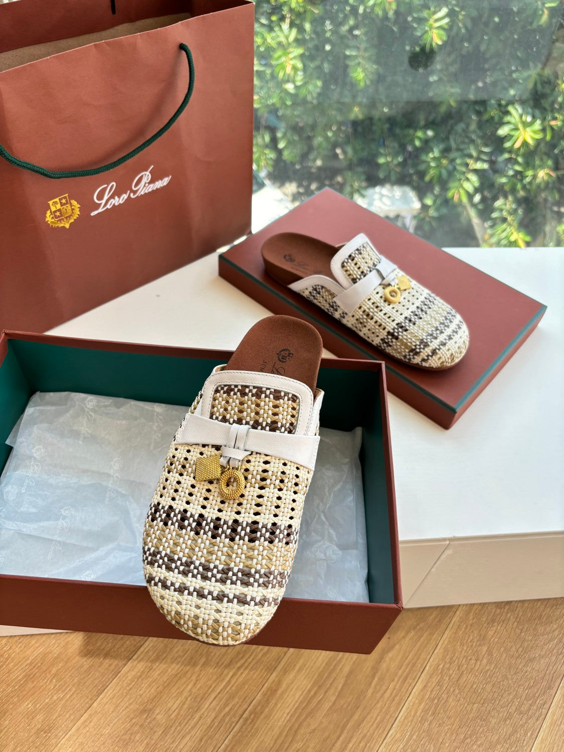 Loro Piana Women's Spring/fall Fashion Casual Leather Breathable Woven Round Toe Slippers Birkenstock Slippers Shoes #78383