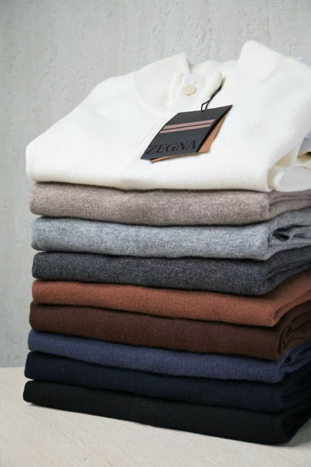 Ermenegildo Zegna Deep Foliage Mélange Color Oasi Cashmere Zipper Penguin Collar Sweater Men's Luxury Knitted Sweater Autumn And Winter Bottom Warm Fashion Trend Knitting Ngvp #2451