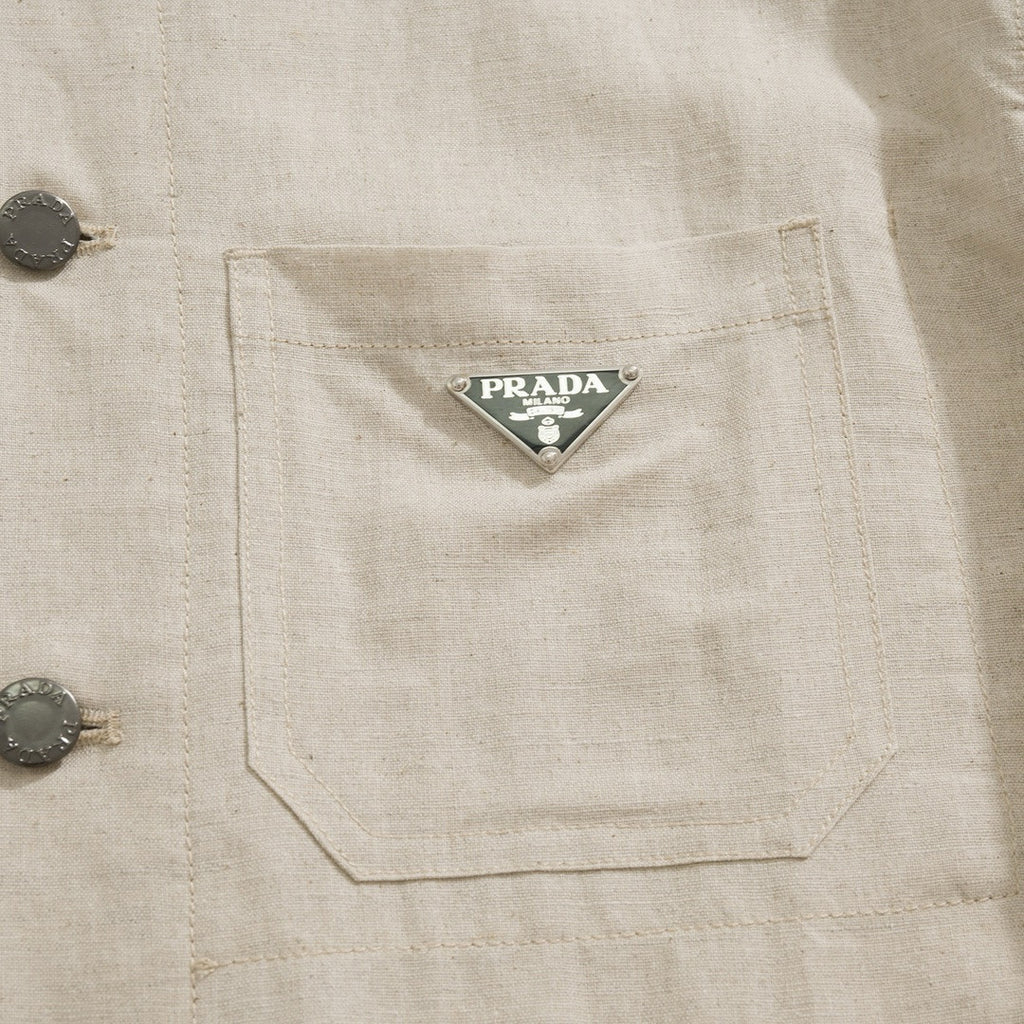 Prada Men's Autumn and Winter Triangle Logo Lapel Single Breasted Long Sleeve Jacket #99349