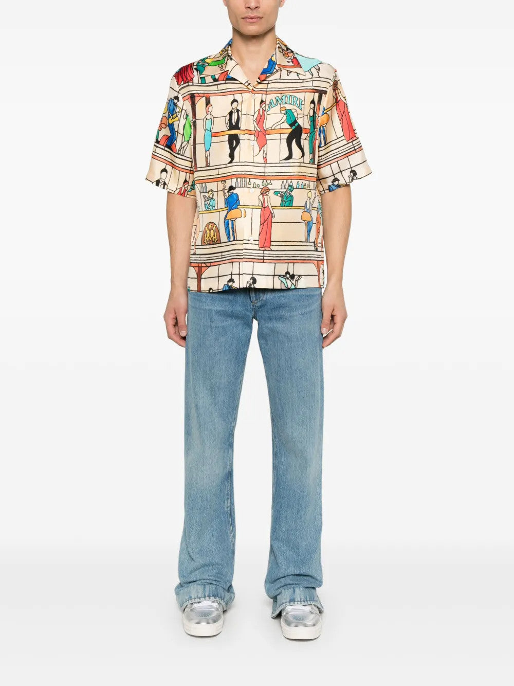 Amiri Men's Summer Casual Silk Lapel Single Breasted Short Sleeve Pool Hall Shirt Ngvp #1424