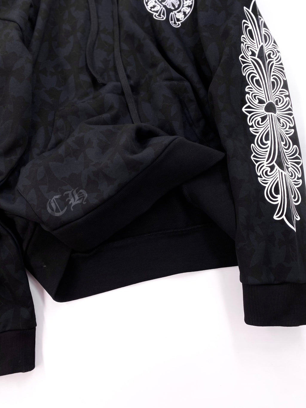 Chrome Hearts Men's Spring and Autumn Black Logo Printed Long Sleeve Hooded Sweatshirt Pullover #99846