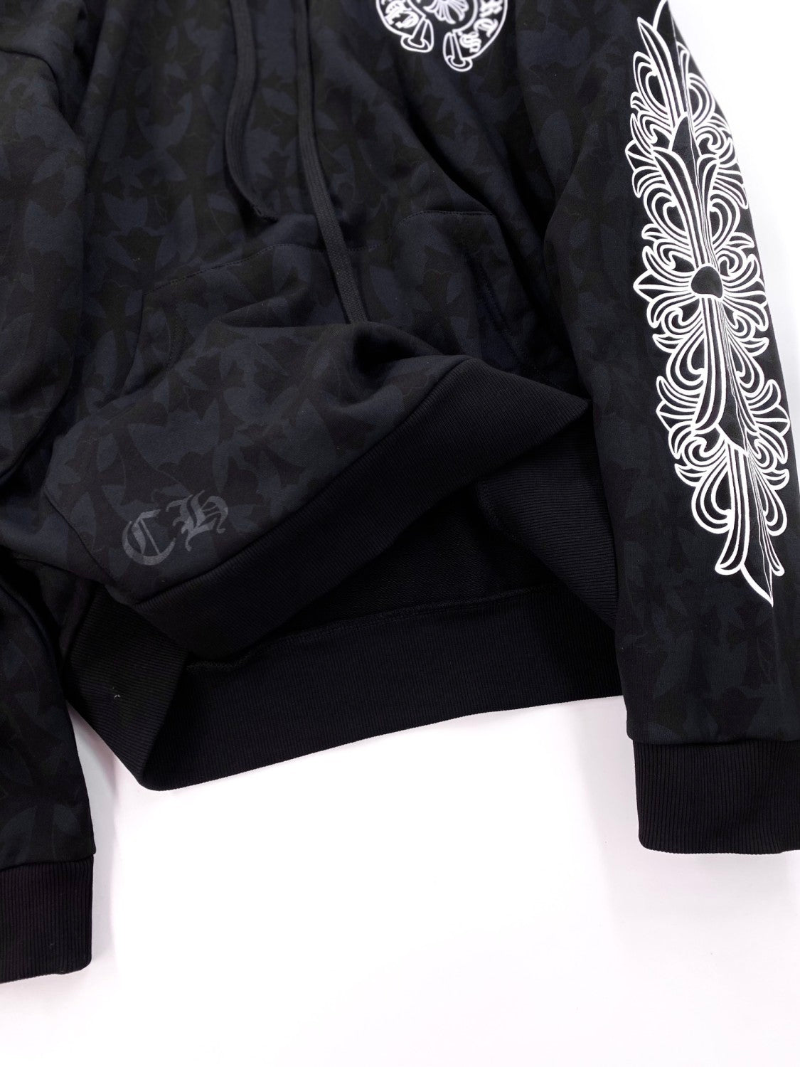 Chrome Hearts Men's Spring and Autumn Black Logo Printed Long Sleeve Hooded Sweatshirt Pullover #99846