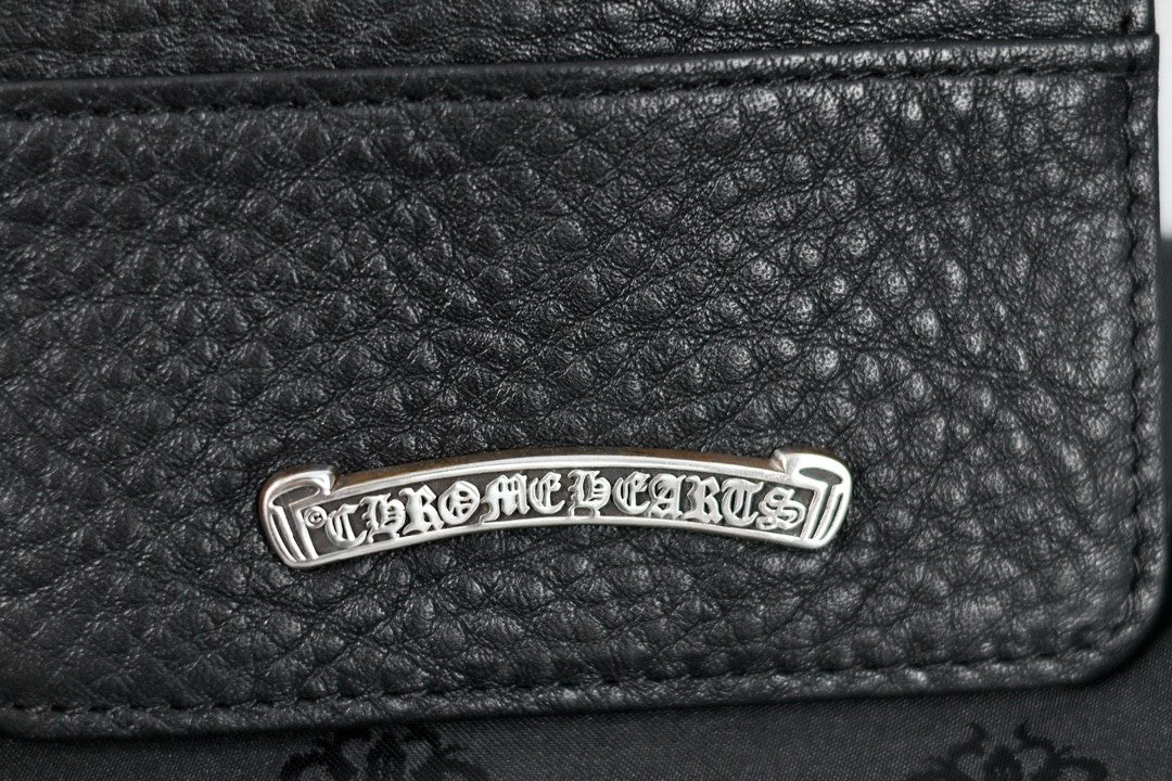 Chrome Hearts Luxury Fashion Trend Italian Cowhide 925 Sterling Silver Accessories Couple Men's And  Women's Models Folding Card Case Card Holder Bags Bag #76516
