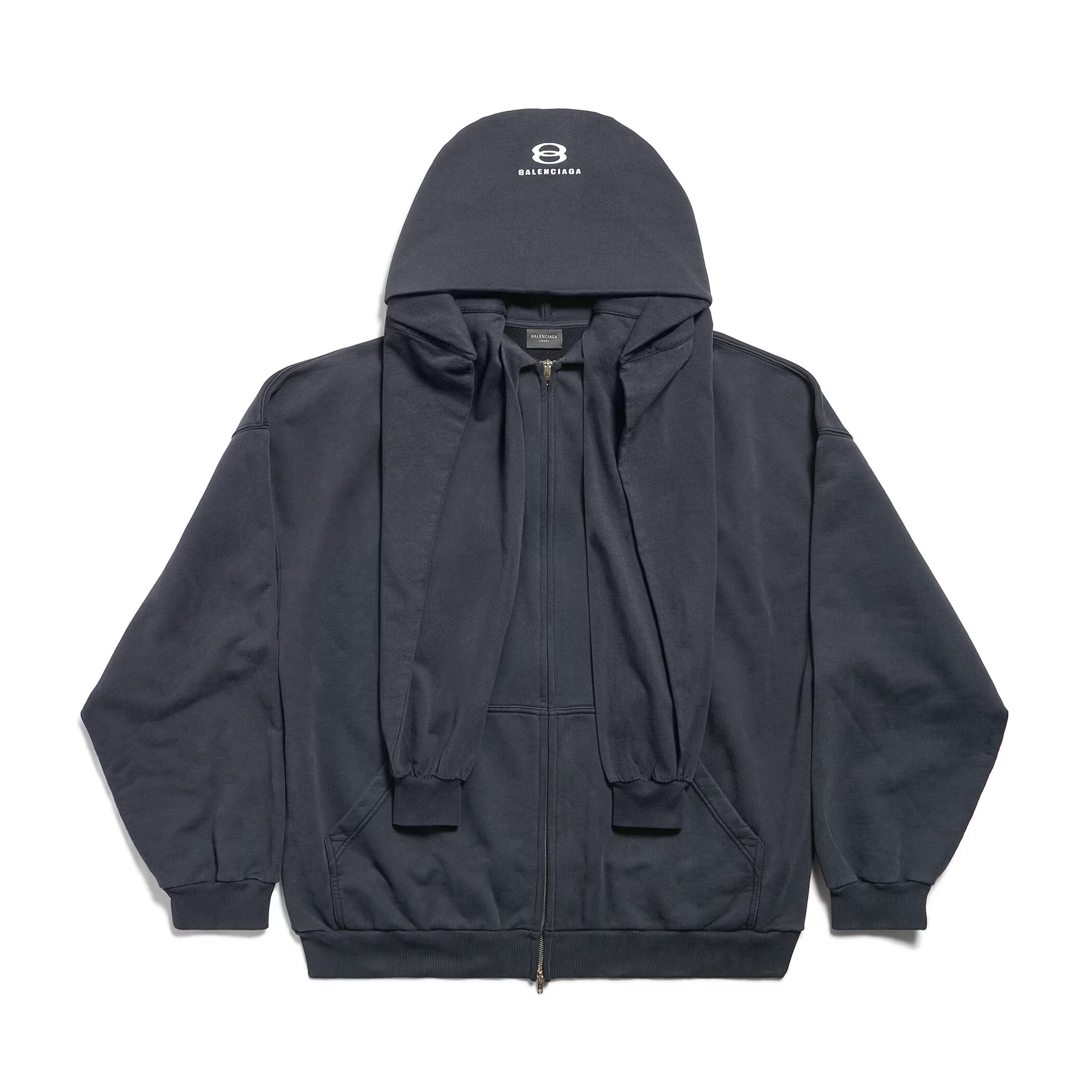 Balenciaga Men's Women's Spring And Autumn Cotton UNITY Sports Icon Incognito Zipper Patchwork Loose Long Sleeve Hoodie Sweatshirt Ngvp #9197