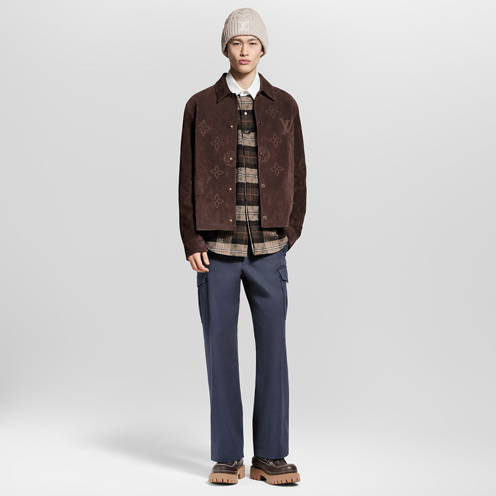 LOUIS VUITTON Monogram Embroidered Suede Overshirt #376523