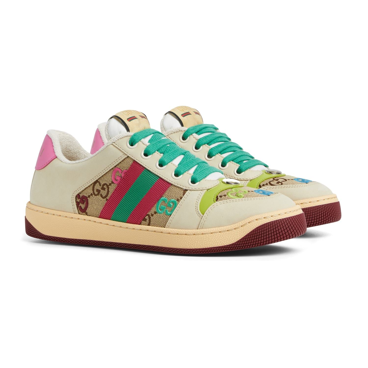 Gucci Screener Men's and Women's Fashion Casual Round-Toe Lace-Up Classic Print Low-Top Sneakers #78429