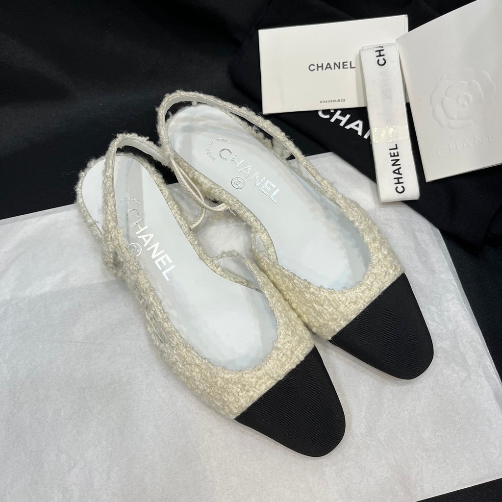 Chanel Women's Spring Summer Solid Colour Leather Round Toe Ballet Sandal Shoes #77255