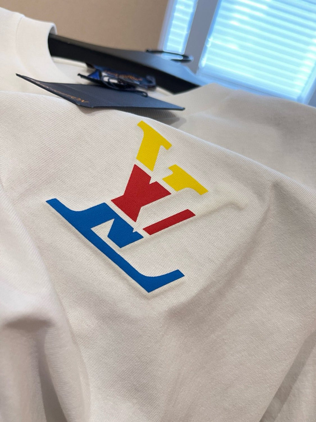 Louis Vuitton Men's Summer White Logo Embroidered Crew Neck Cotton Short Sleeve T-Shirt #72787