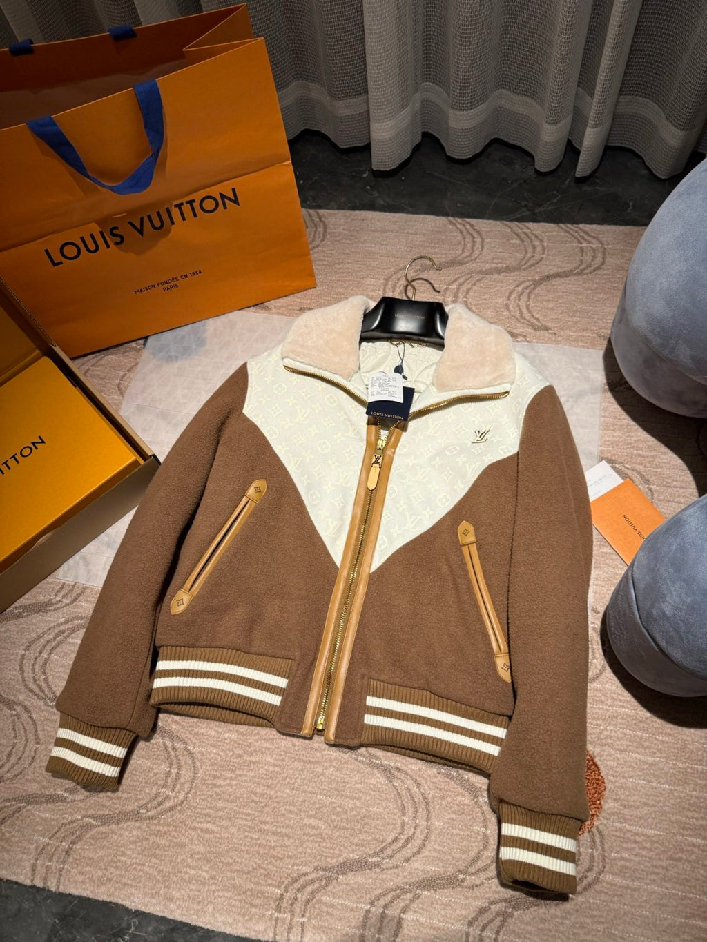 Louis Vuitton Men's Monogram Blouson With Shearling Collar 1AJBCW #334771