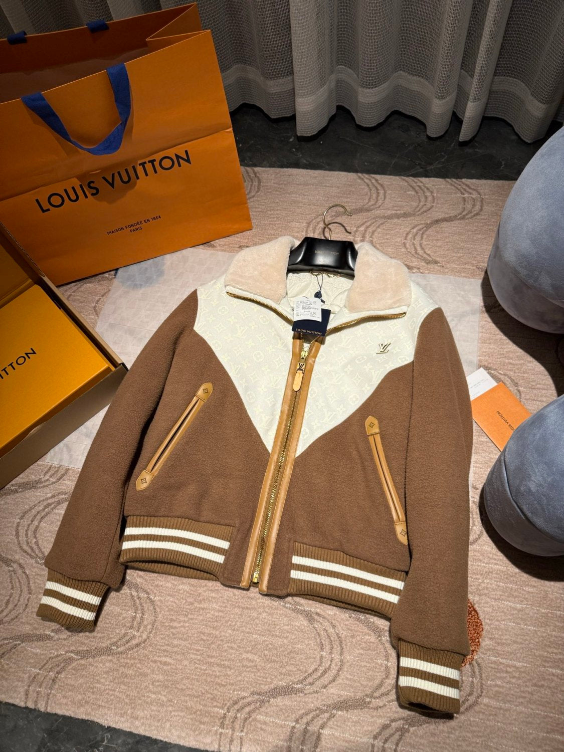 Louis Vuitton Men's Monogram Blouson With Shearling Collar 1AJBCW #334771