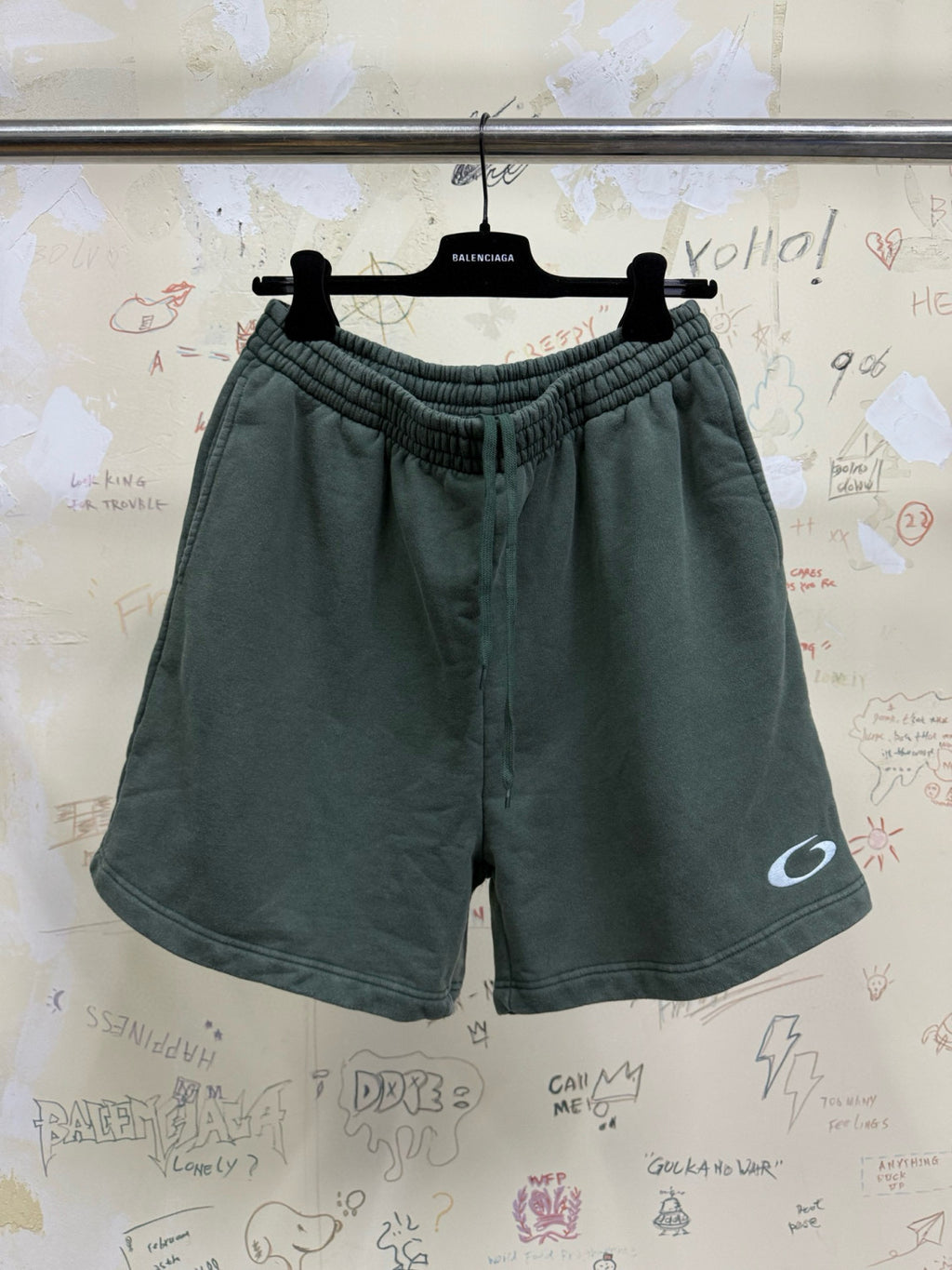 Balenciaga BASKETBALL Men's Summer Fashion Casual Solid Color Elastic Waist Loose Fit Cotton Athletic Shorts #78797