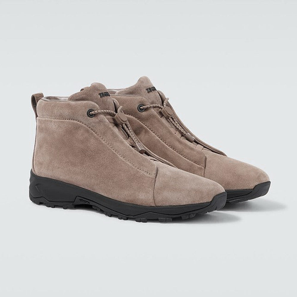 Ermenegildo Zegna Men's Suede Triple Stitch Vetta Luxury Casual Shoes Spring/Fall/Winter Lace-Up Round-Toe Low-Top Boots Shoes #81746