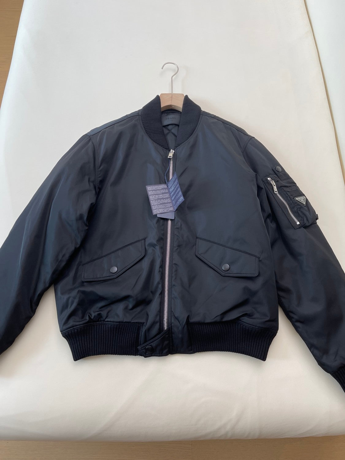 Prada Men's Fall/Winter Fashion Casual Solid Color Baseball Collar Zipper Pilot Cotton Jacket #78956