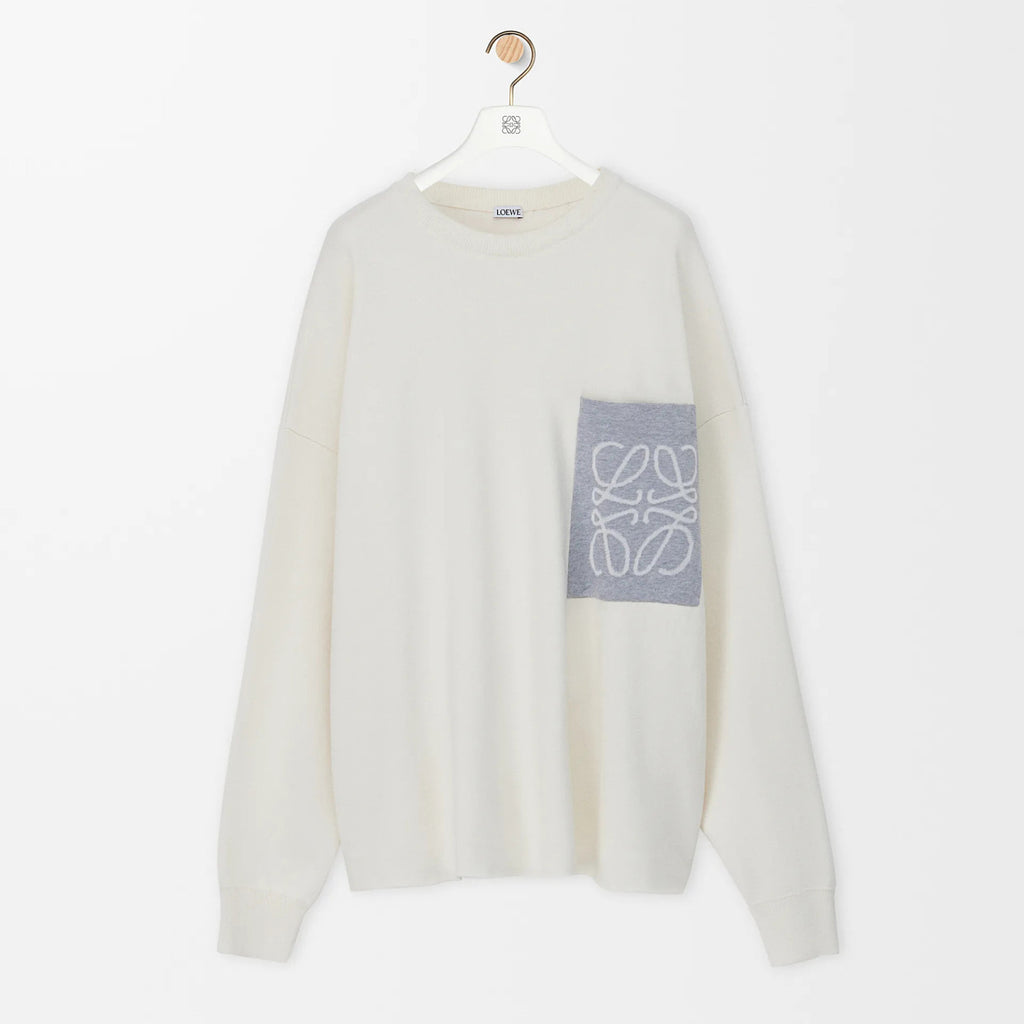 Loewe Men's And Women's Spring/fall Fashion Casual Crewneck Pullover Two Tone Patchwork Logo Knit Sweatshirt #79248