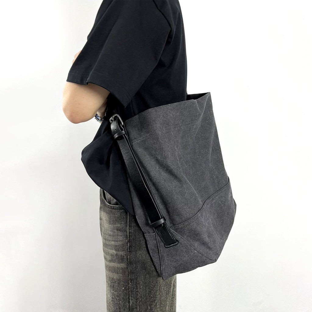 Lemaire Women's Canvas Tote Bag Fashion Trend Denim Splicing Leather Large Bags Shoulder Bag Ngvp #1733